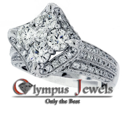 2.88CT F-G VS1-VS2 CERTIFIED DIAMOND VINTAGE RING 18KW